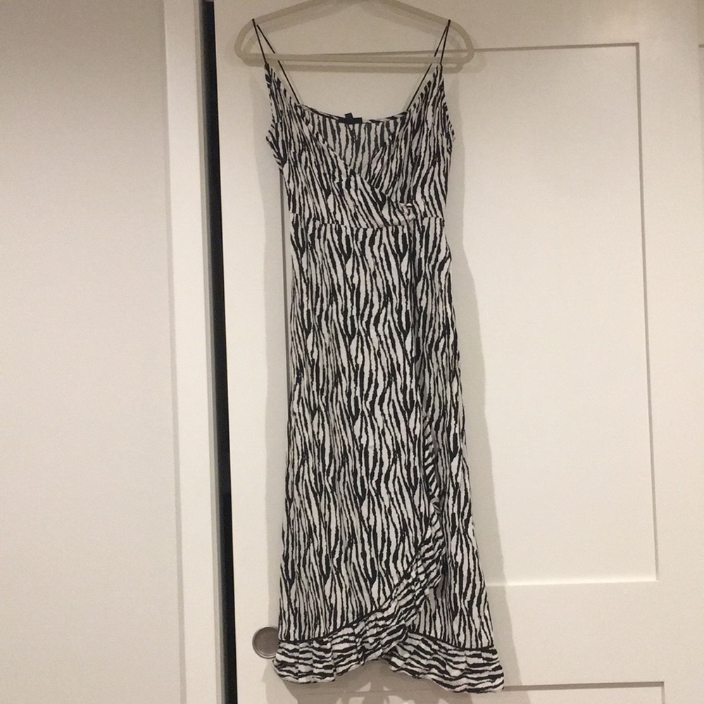 Topshop wrap dress zebra stripe spaghetti strap